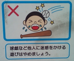 No dangerous play sign baseball 1